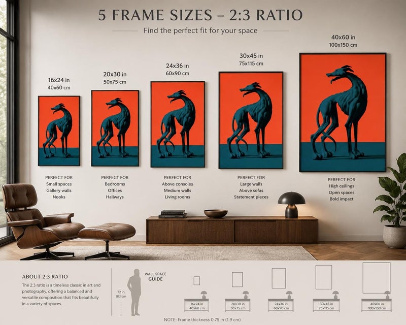 TNESSENTIAL Abstract Greyhound Wall Art, Surreal Dog Print, Orange Teal Contemporary Poster - Image 4