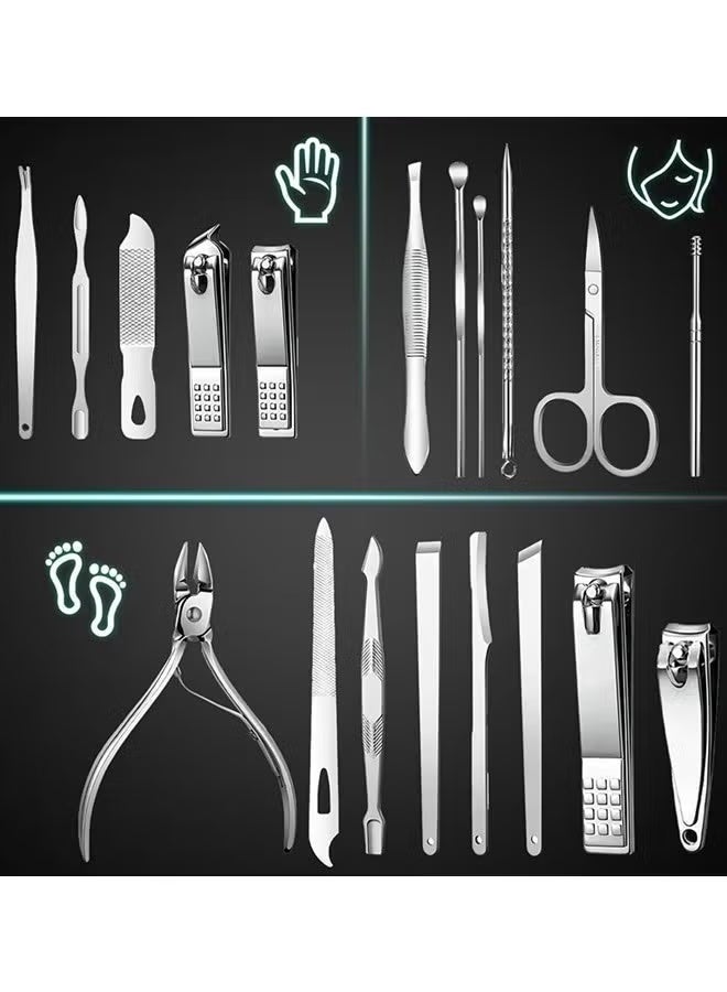 19 in 1 Manicure Set & Nail Clippers Kit, Professional Stainless Steel Nail Cutter Set for Men & Women, Complete Nail Care Tools with Travel Case, Ideal for Toenail, Pedicure, Home Use or Travel, Black - Image 5