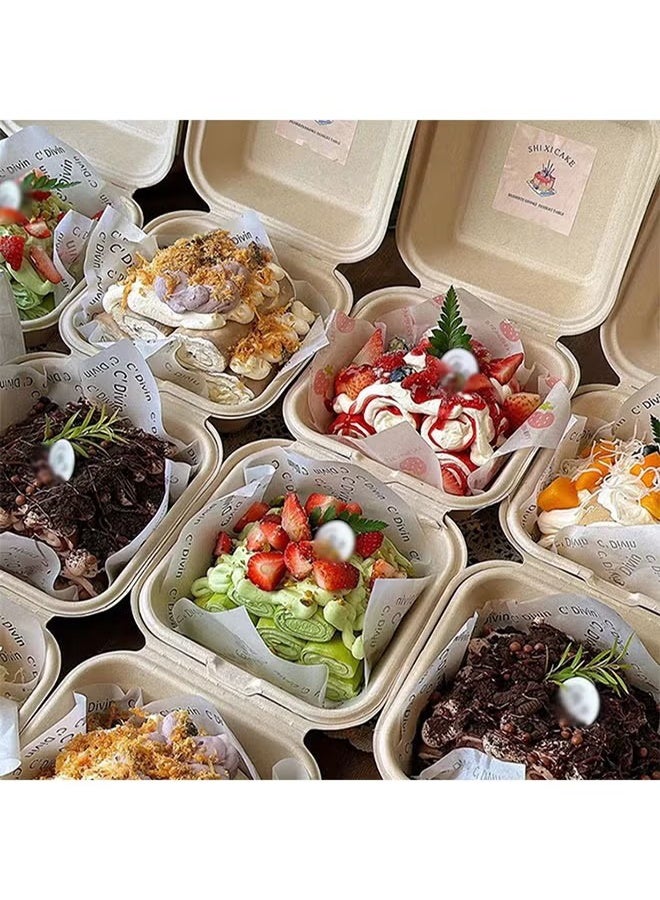 C'صحن 100 ورقة ورق تغليف الخبز، ورق التغليف القابل للتخلص من الدهن، ورق تغليف الخبز، ورق غالي للخبز، البطاطس الفرنسية، الشطائر، البيتزا، البرجر، الكلاب الساخنة -18×18 سم - Image 5