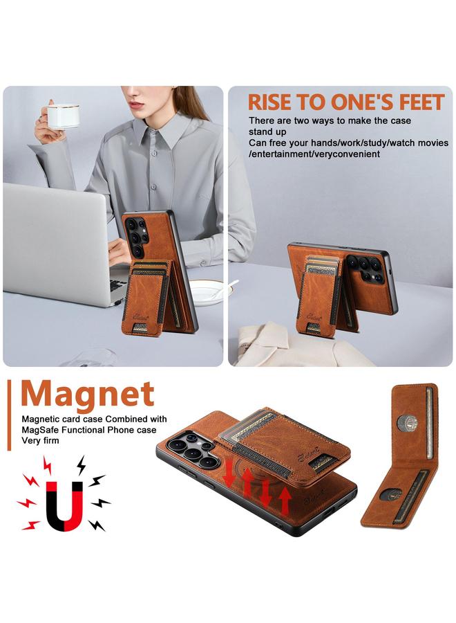 Suteni Case For Samsung Galaxy S25 5G H17 Litchi Texture Leather MagSafe Detachable Wallet Phone Case - Image 3