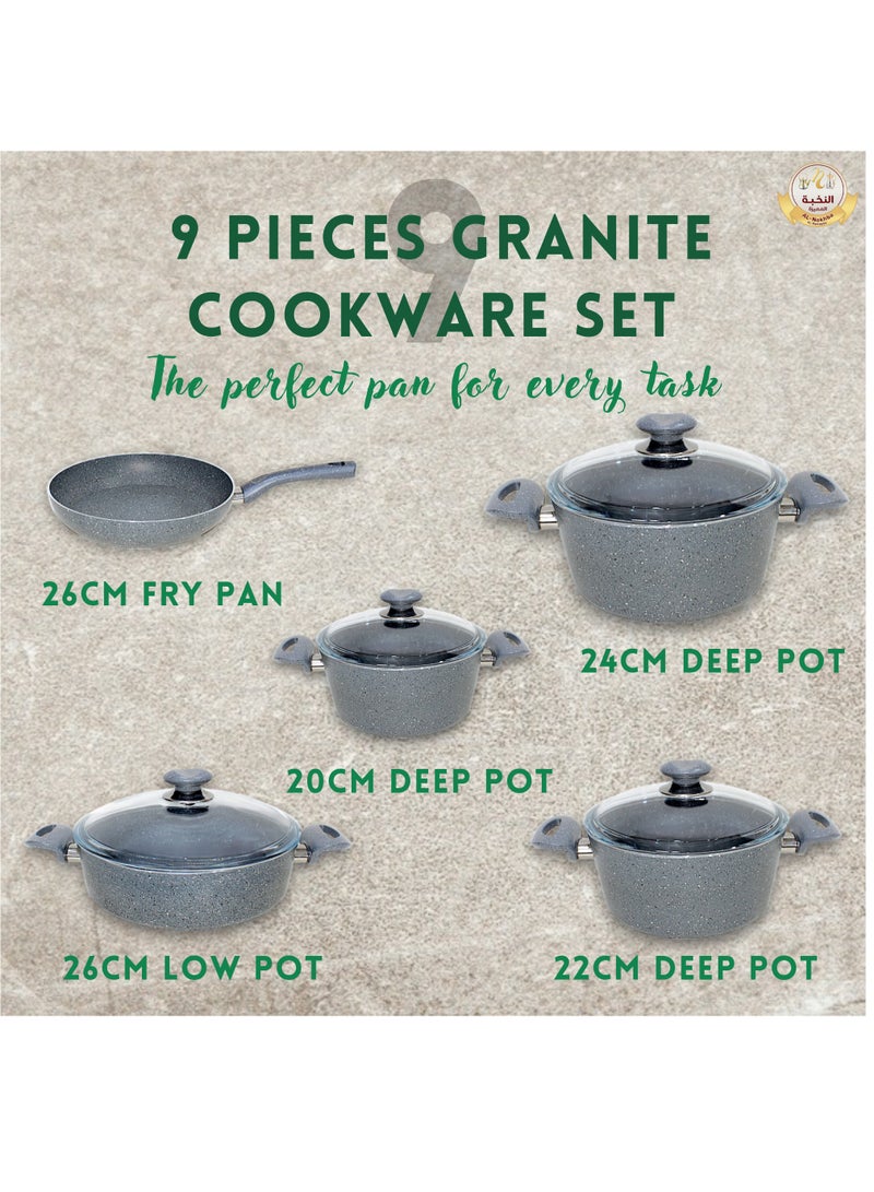 Granite Stone Non-Stick Cookware Set - Healthy Ceramic Coating, Durable & Scratch-Resistant, PFOA/PFTE Free, Oven Safe, Easy Clean, Induction Compatible  - Image 2
