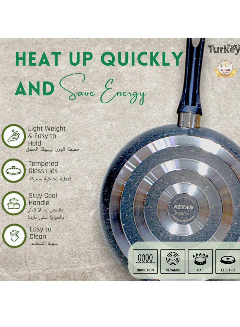 Granite Stone Non-Stick Cookware Set - Healthy Ceramic Coating, Durable & Scratch-Resistant, PFOA/PFTE Free, Oven Safe, Easy Clean, Induction Compatible  - Image 5