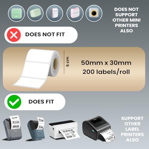 Seznik Thermal Lables, 50mmx30mm Labels, 2 inch Self-Adhesive Thermal Labels for Thermal Printer [Printer NOT Included] (50mmx30mm - 1000 Lables) - Image 3