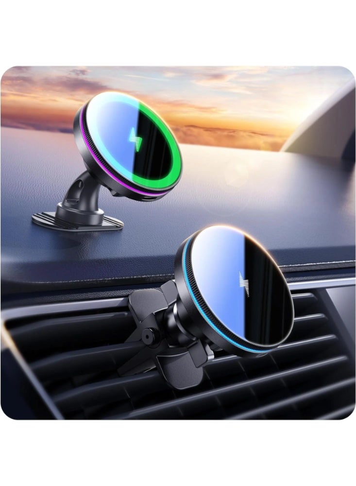 Taalk Magnetic Wireless Car Charger – 15W Fast Charging Air Vent and Dashboard Phone Mount for iPhone 16/15/14/13/12 - Image 1