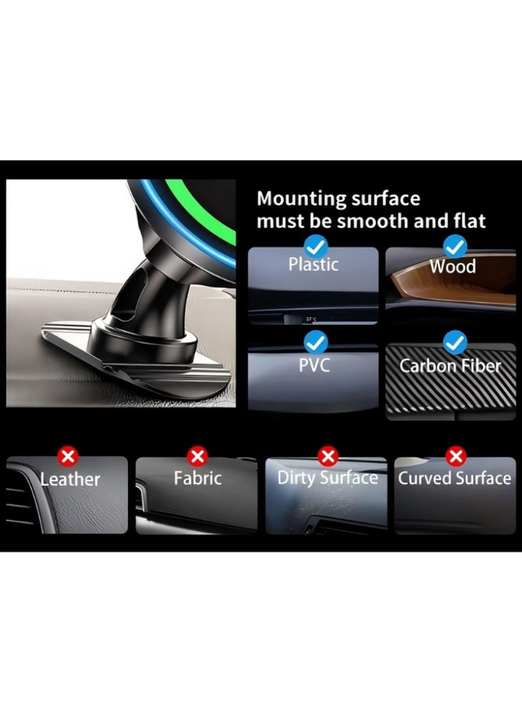 Taalk Magnetic Wireless Car Charger – 15W Fast Charging Air Vent and Dashboard Phone Mount for iPhone 16/15/14/13/12 - Image 4