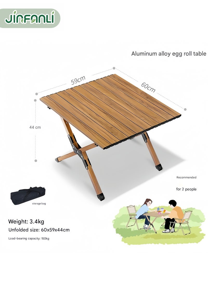 جين فان ل أنا طاولة قابلة للطي في الهواء الطلق، طاولة تخييم قابلة للطي، طاولة نزهة محمولة، طاولة نزهة قابلة للطي، طاولة خشبية قابلة للطي، طاولة تخييم لتناول الطعام في الحفلات، ارتفاع قابل للتعديل، طاولة قابلة للطي، شواء داخلي وخارجي، [فولاذ كربوني] 60*60*45 سم من حبوب الجوز - Image 2