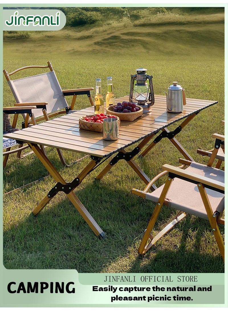 جين فان ل أنا طاولة قابلة للطي في الهواء الطلق، طاولة تخييم قابلة للطي، طاولة نزهة محمولة، طاولة نزهة قابلة للطي، طاولة خشبية قابلة للطي، طاولة تخييم لتناول الطعام في الحفلات، ارتفاع قابل للتعديل، طاولة قابلة للطي، شواء داخلي وخارجي، [فولاذ كربوني] 60*60*45 سم من حبوب الجوز - Image 1