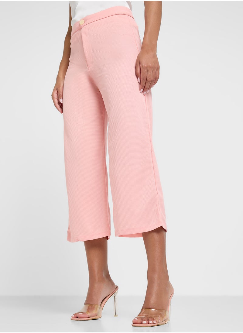trendyol - Wide Leg Pleated Crop Pants - Image 1