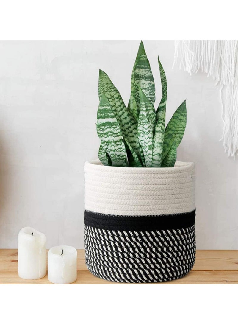 CMGTYYD Indoor Plant Pots, Planter Pots, Cotton Rope Plant Basket 9.85 Inch, Foldable Woven Basket for Home Decoration, Multi-Functional Storage for Planter Flower Pots, Eco-Friendly and Versatile - Image 2