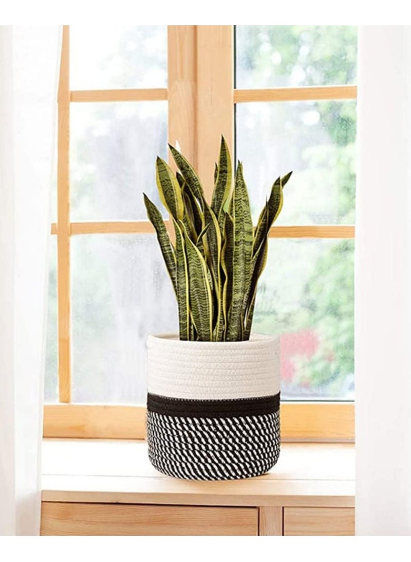 CMGTYYD Indoor Plant Pots, Planter Pots, Cotton Rope Plant Basket 9.85 Inch, Foldable Woven Basket for Home Decoration, Multi-Functional Storage for Planter Flower Pots, Eco-Friendly and Versatile - Image 5