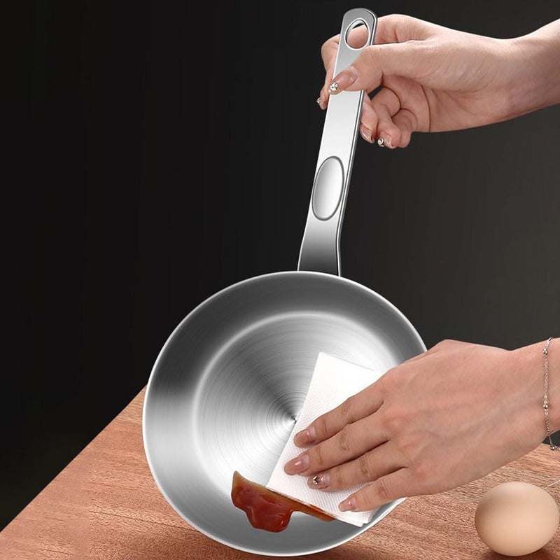 Mini Egg Pan:  Silver Stainless Steel Nonstick Breakfast Pan - Small Frying Skillet for Home Kitchen Camping - Image 3