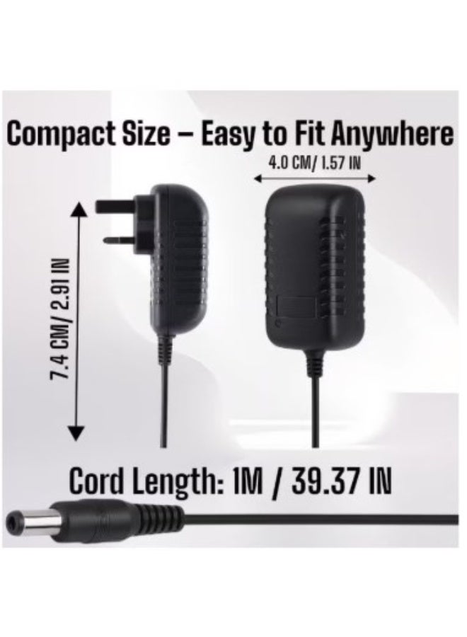 Terabyte 12V 2A Power Adapter for CCTV Security Cameras, LED Strips, Routers & Monitors .UK Plug, 100–240V AC to 12V DC 24W Charger, 5.5×2.5mm Barrel Connector, Center Positive, 1m Cable .1 Pack 12V 2A AC Adapter - Image 2