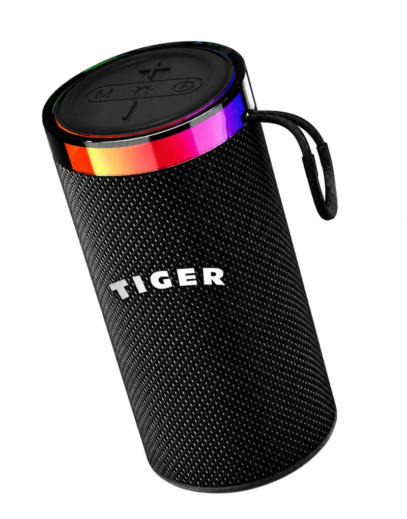 تايجر سبيكر بلوتوث محمول T-160 بتصميم أنيق بإضاءة RGB وصوت ستيريو، تشغيل حتى 3 ساعات - لون أسود - Image 3