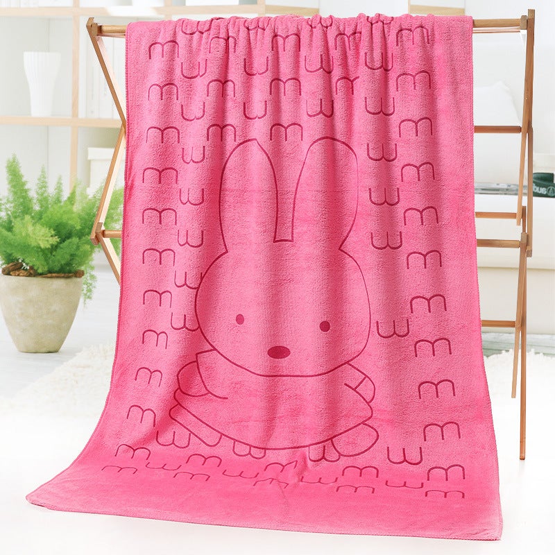 general Kids Microfiber Bath Towel, Cartoon Rabbit Print Beach Towel for Children Swimming and Shower - Image 1