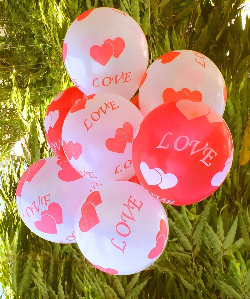 HK Balloons Heart Shaped Balloon Birthday, Anniversary, Valentine Balloons for Decoration, (Red-White-Printed Love) - Image 3