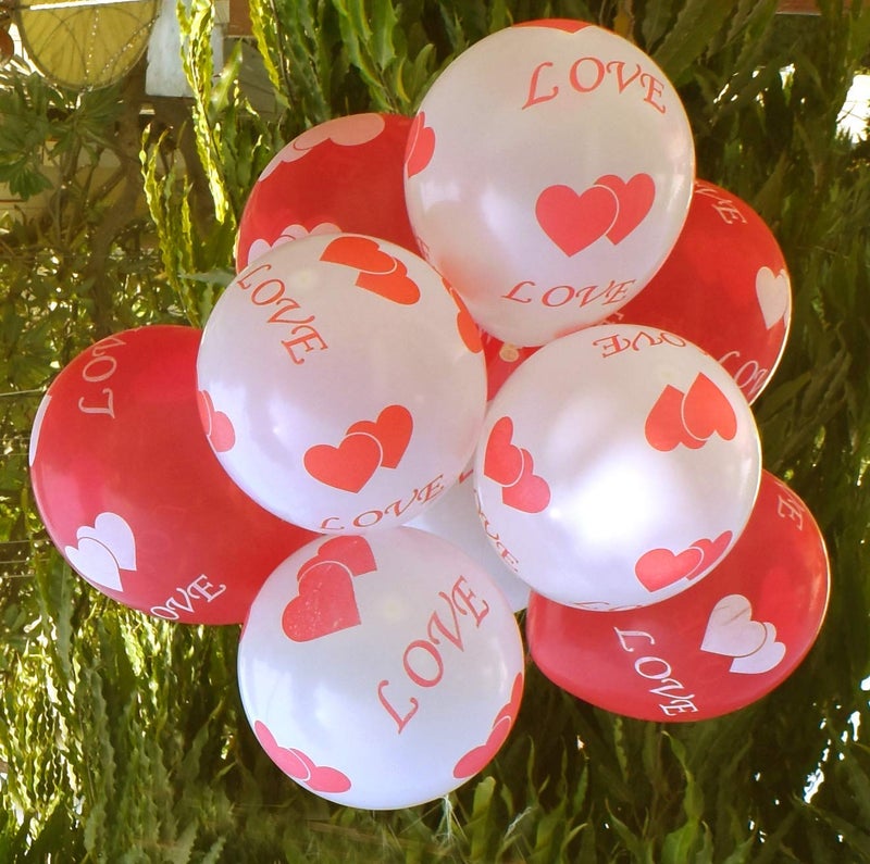 HK Balloons Heart Shaped Balloon Birthday, Anniversary, Valentine Balloons for Decoration, (Red-White-Printed Love) - Image 4