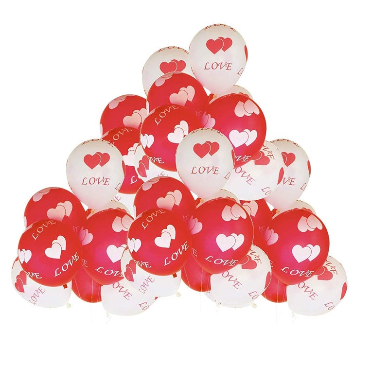HK Balloons Heart Shaped Balloon Birthday, Anniversary, Valentine Balloons for Decoration, (Red-White-Printed Love) - Image 2