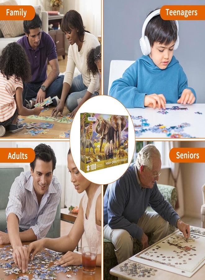 CHengQiSM 100 Piece Puzzles for Kids, African Animal 100 Piece Puzzles for Adults, Animal World Puzzle Jungle Scene Puzzle, Jigsaw Puzzles 100 Pieces for Seniors Teens Kids Ages 6-10 Brain Teaser - Image 4
