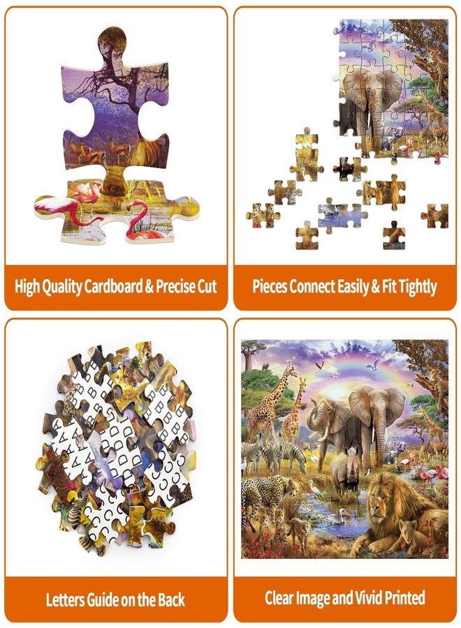 CHengQiSM 100 Piece Puzzles for Kids, African Animal 100 Piece Puzzles for Adults, Animal World Puzzle Jungle Scene Puzzle, Jigsaw Puzzles 100 Pieces for Seniors Teens Kids Ages 6-10 Brain Teaser - Image 2