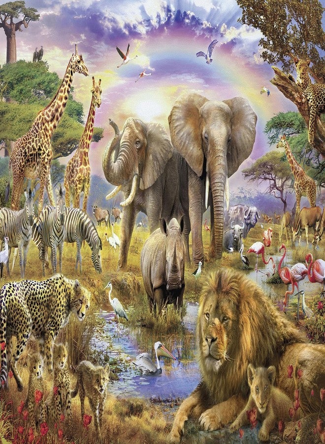 CHengQiSM 100 Piece Puzzles for Kids, African Animal 100 Piece Puzzles for Adults, Animal World Puzzle Jungle Scene Puzzle, Jigsaw Puzzles 100 Pieces for Seniors Teens Kids Ages 6-10 Brain Teaser - Image 1