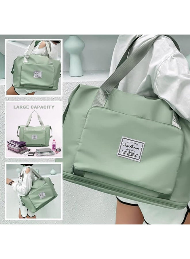 Large, foldable, water-resistant handbag suitable for travel, green color - Image 5