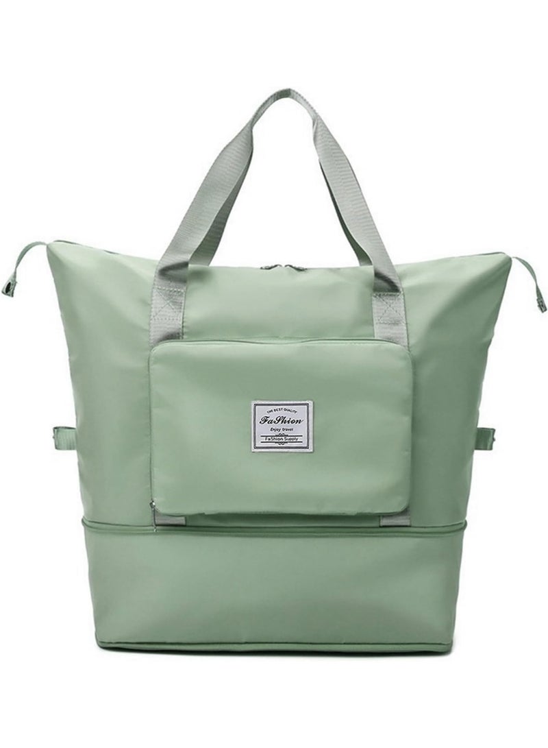 Large, foldable, water-resistant handbag suitable for travel, green color - Image 4