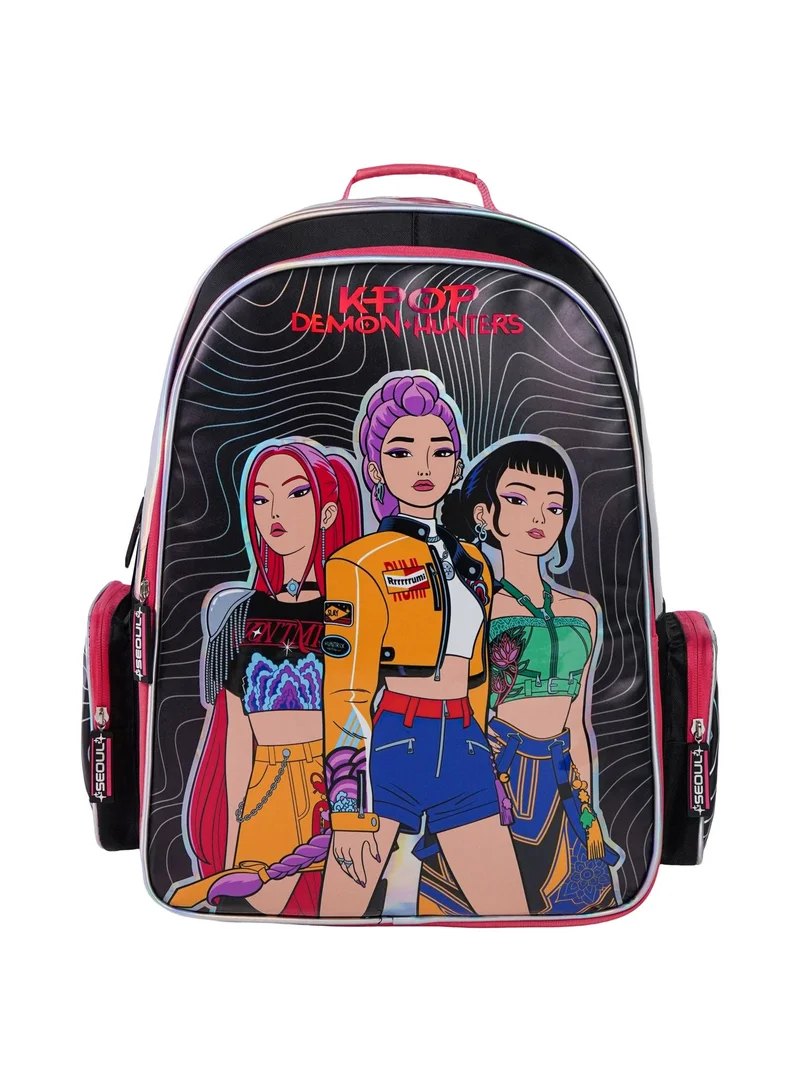 Netflix KPop Demon Hunters Regular Backpack 18" | Huntrix School Backpack for Kids & Teens | Large Capacity K-Pop Inspired Backpack with Multiple Compartments | Travel & Everyday School Bag
