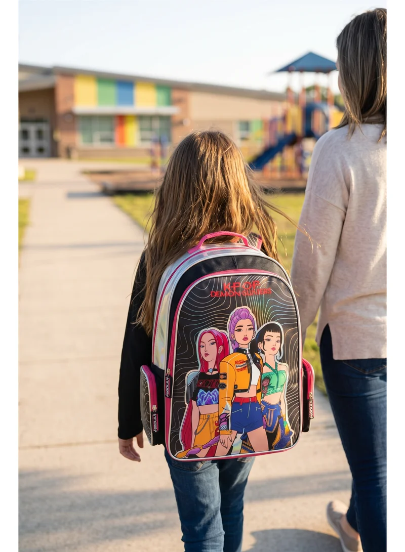 Netflix Netflix KPop Demon Hunters Regular Backpack 18" | Huntrix School Backpack for Kids & Teens | Large Capacity K-Pop Inspired Backpack with Multiple Compartments | Travel & Everyday School Bag