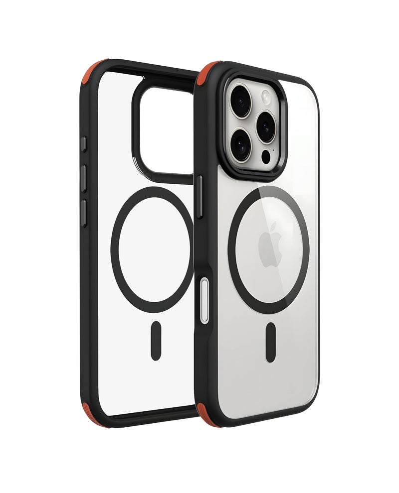 DailyObjects Polycarbonate Case for iPhone 16 Pro Max Compatible with Mag-Safe Wireless Charging | Orange Hybrid Magnetic Armour Slim Shockproof Back Cover - Image 5