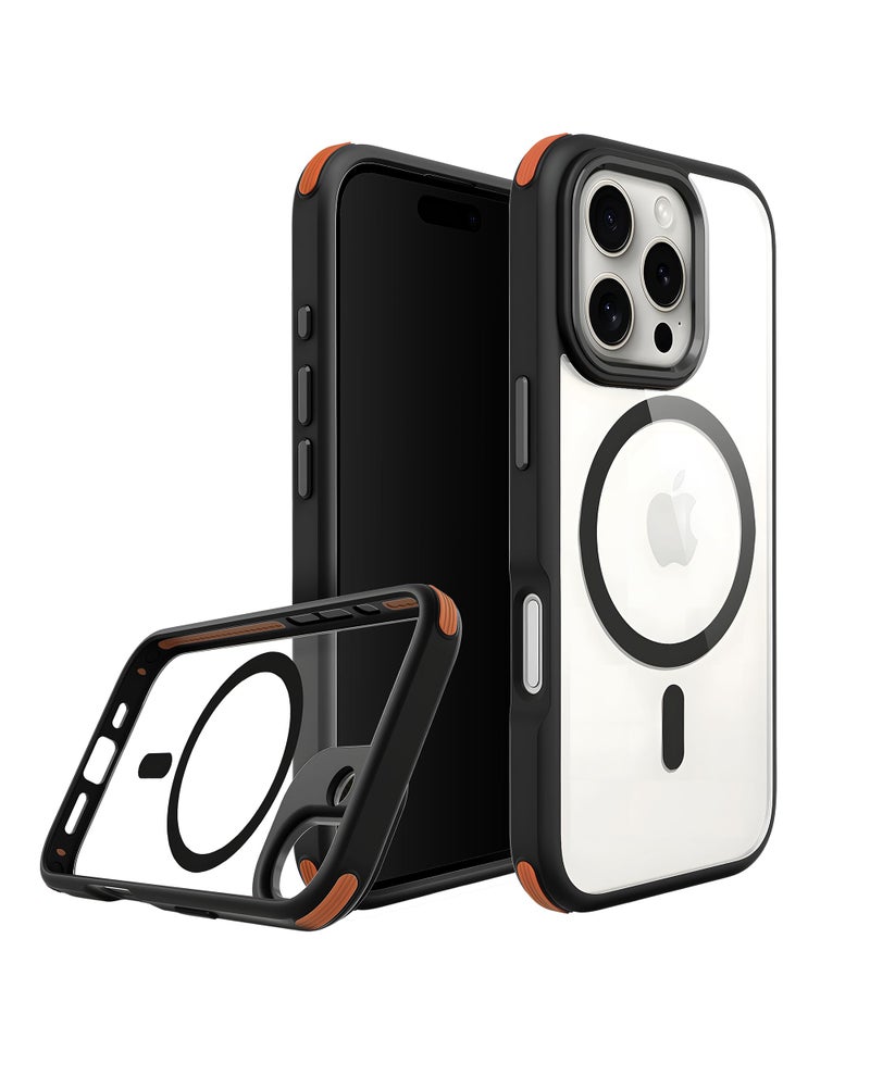 DailyObjects Polycarbonate Case for iPhone 16 Pro Max Compatible with Mag-Safe Wireless Charging | Orange Hybrid Magnetic Armour Slim Shockproof Back Cover - Image 1