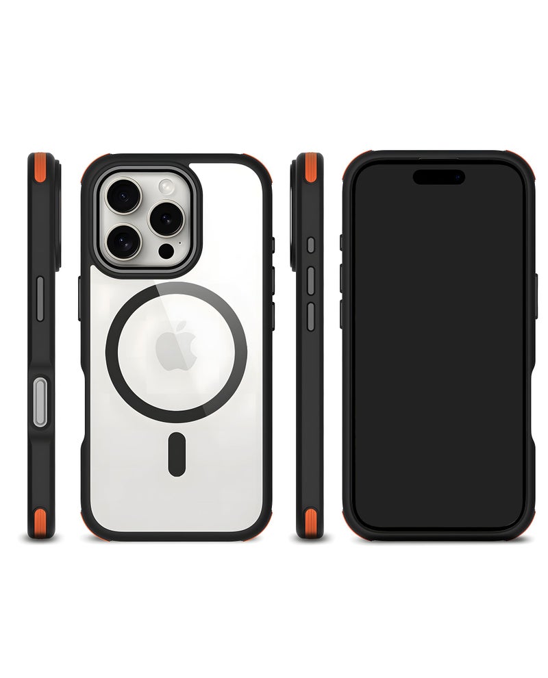 DailyObjects Polycarbonate Case for iPhone 16 Pro Max Compatible with Mag-Safe Wireless Charging | Orange Hybrid Magnetic Armour Slim Shockproof Back Cover - Image 2