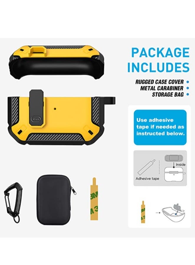 AirPods Pro 2nd Gen Case Cover 2022, AirPods Pro 2 Protective Case with Lock Gen 2 Military Hard Rugged Shockproof Cover with Keychain - Yellow, Compatible with Apple Airpods Pro 2 - Image 4