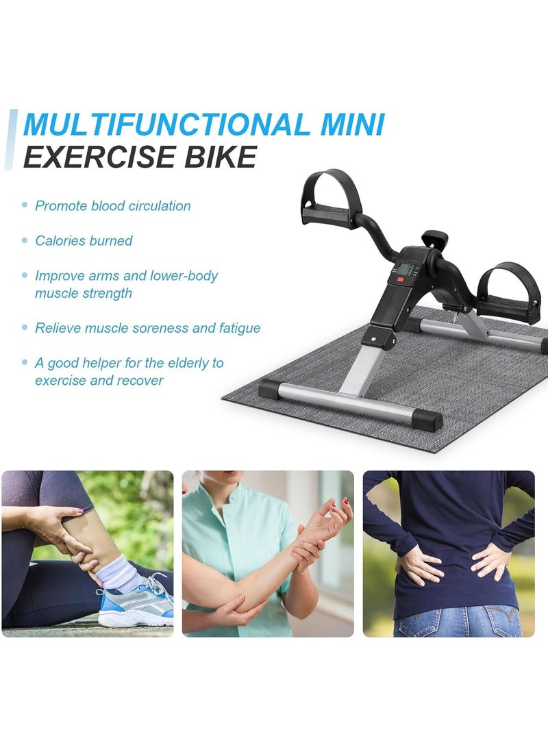 دراجة تمارين قابلة للطي - بدال رياضي صغير لتقوية الذراعين والساقين - عملي وخفيف للاستخدام تحت المكتب أو في المنزل - Image 3