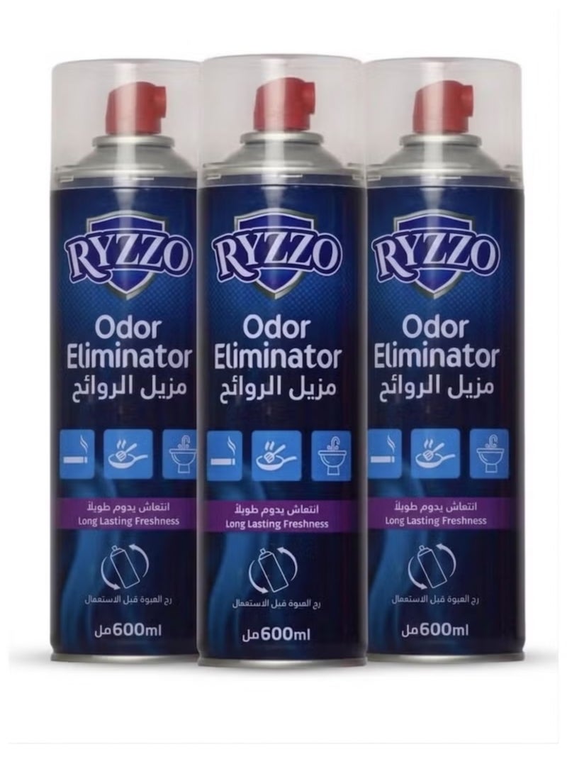 RYZZO Deodorizer – 3 powerful spray packs designed to eliminate unwanted odors and provide long-lasting freshness. Perfect for bathrooms, rooms and indoors, it leaves a clean and fresh smell. The product comes with three packages for more comfort and longer use - Image 1