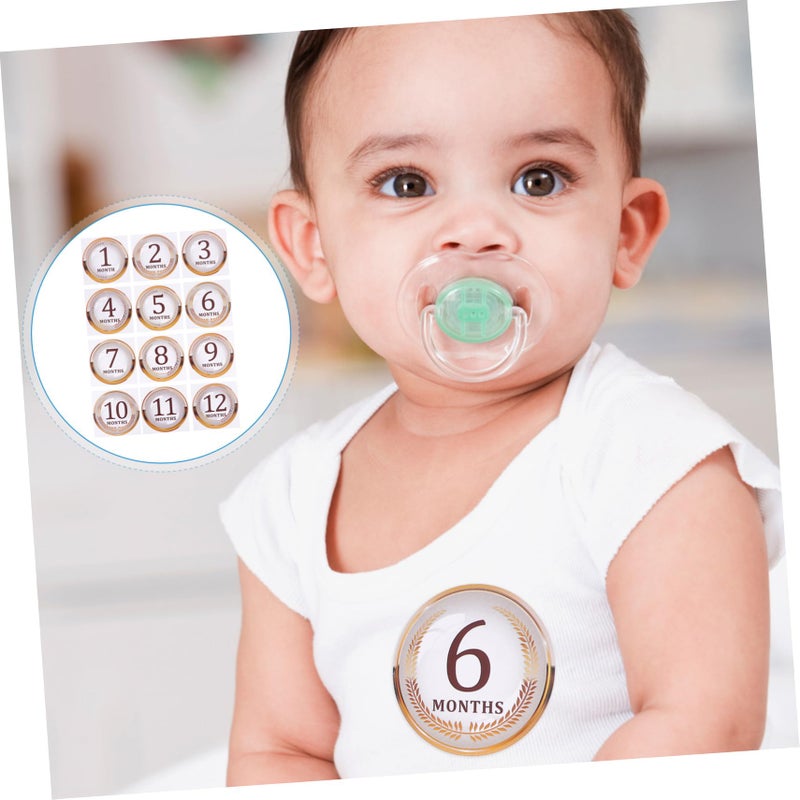 Newborn Girl Monthly Milestone Stickers Set with Pink Floral Design - Image 3