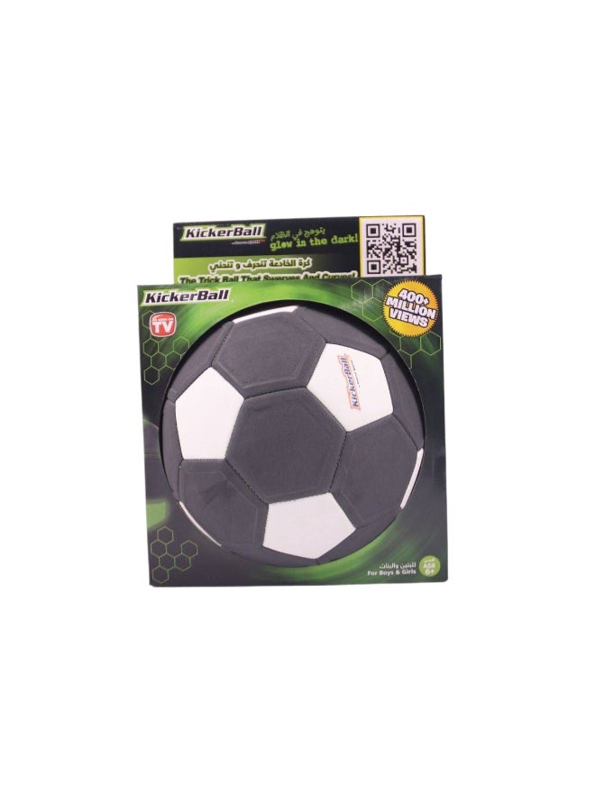 KickerBall Glow-in-the-Dark Curve and Swerve Soccer Ball (Size 4, Black/White) - Image 1