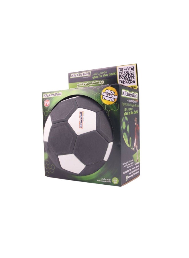 KickerBall Glow-in-the-Dark Curve and Swerve Soccer Ball (Size 4, Black/White) - Image 2