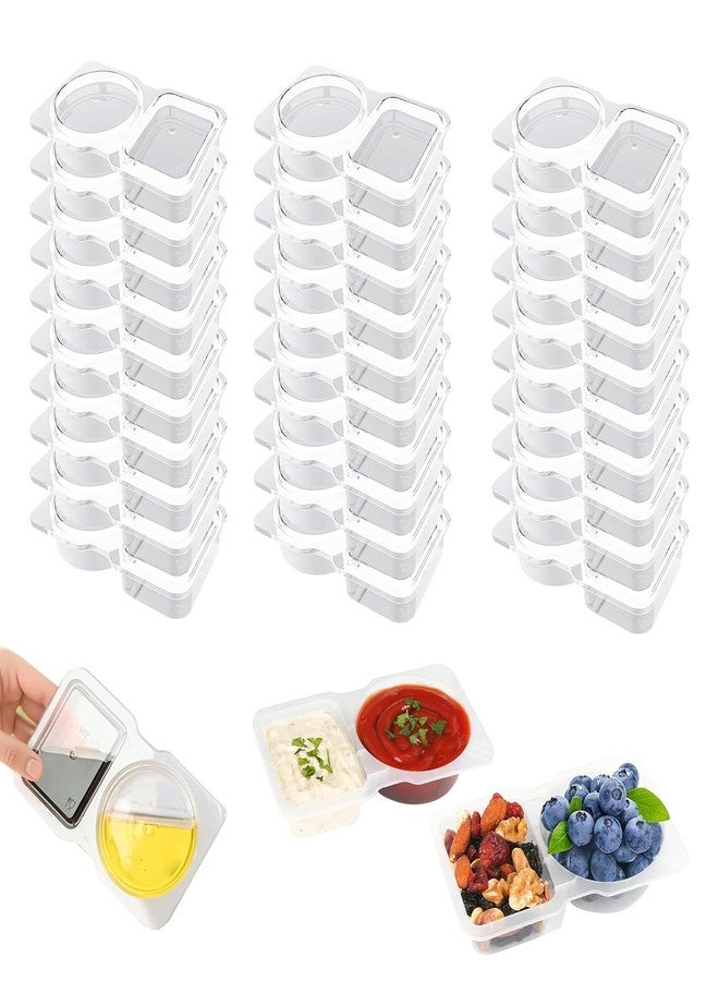 QIYUDA 30 PCS Double Compartment Condiment Snack Container with Lids, Plastic Snack Portion Cups - Image 1
