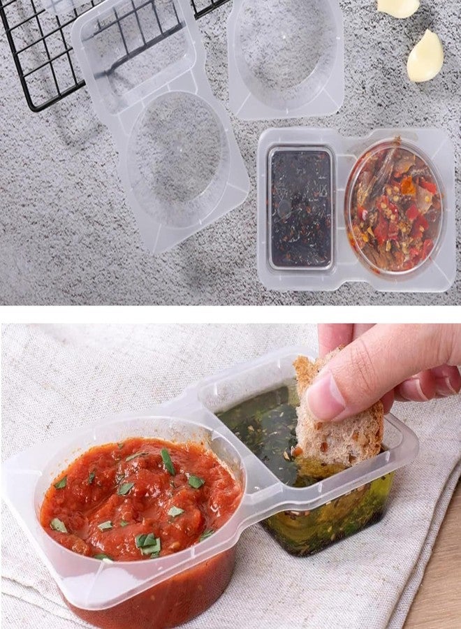 QIYUDA 30 PCS Double Compartment Condiment Snack Container with Lids, Plastic Snack Portion Cups - Image 3