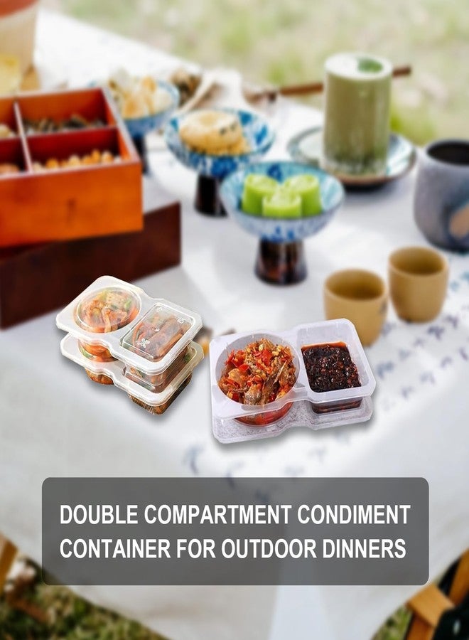 QIYUDA 30 PCS Double Compartment Condiment Snack Container with Lids, Plastic Snack Portion Cups - Image 5