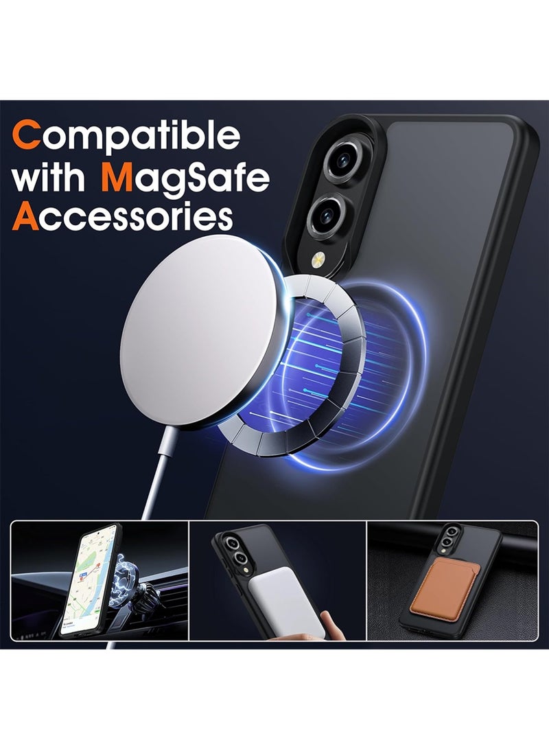 WRISTWISE Case Cover for Samsung Galaxy S25 Edge Case Matte, S25 Edge Phone Case Compatible with MagSafe Frosted Translucent Shockproof Anti-Scratch Slim Fit Case Military Grade Protection (Black) - Image 2