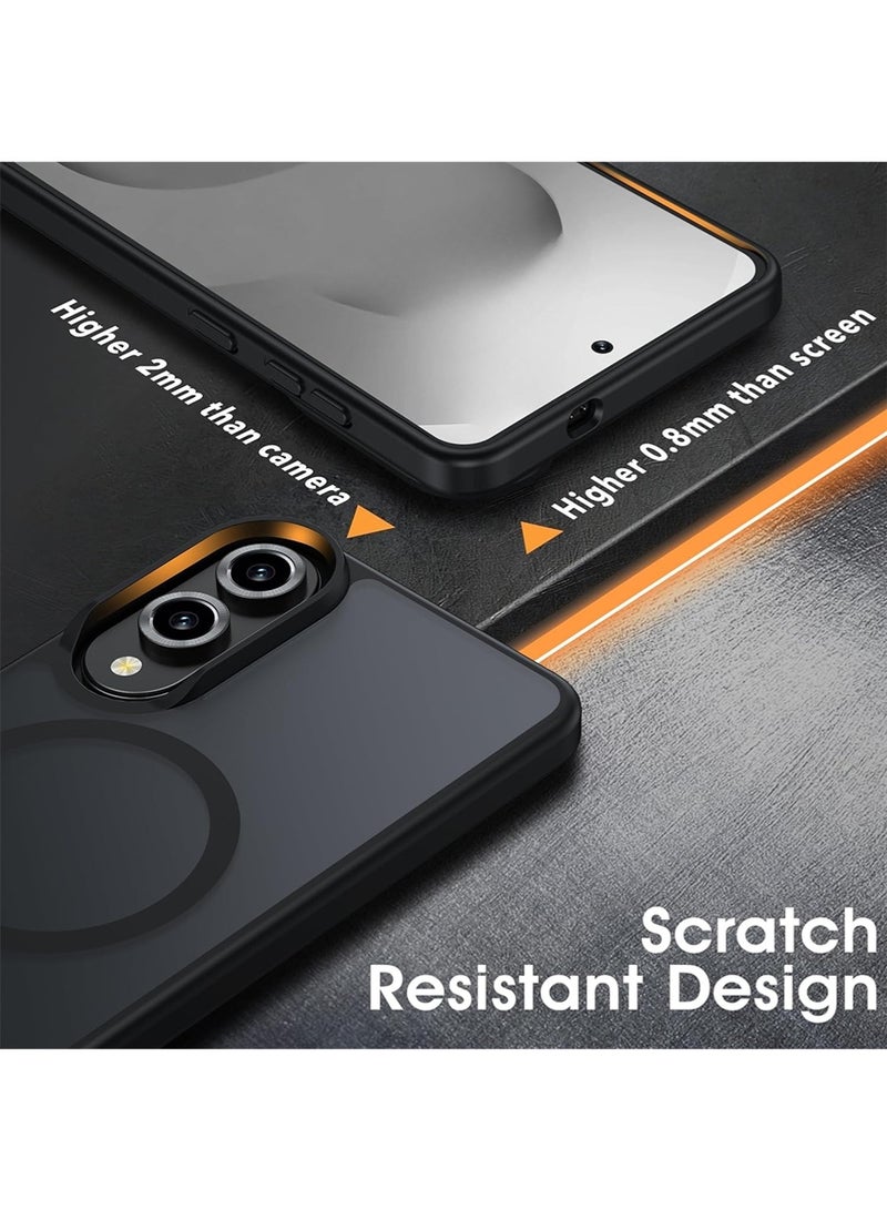 WRISTWISE Case Cover for Samsung Galaxy S25 Edge Case Matte, S25 Edge Phone Case Compatible with MagSafe Frosted Translucent Shockproof Anti-Scratch Slim Fit Case Military Grade Protection (Black) - Image 4