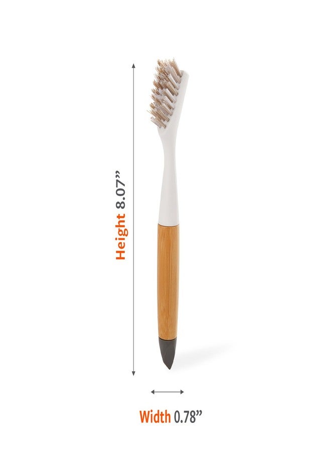 Full Circle Micro Manager, Deep Cleaning Brush for Crevices, Shower, & Grout, Tough Bristles, Sustainable Bamboo Handle, White - Image 5