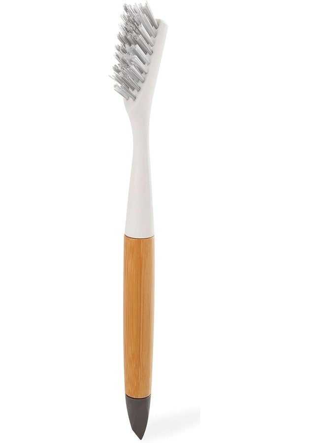 Full Circle Micro Manager, Deep Cleaning Brush for Crevices, Shower, & Grout, Tough Bristles, Sustainable Bamboo Handle, White - Image 1