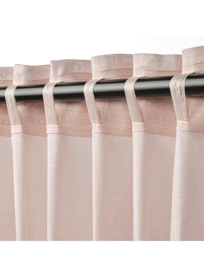 Zaboon Sheer Curtains, 1 Pair, With Heading Tape/Pink, 145X300 Cm - Image 4