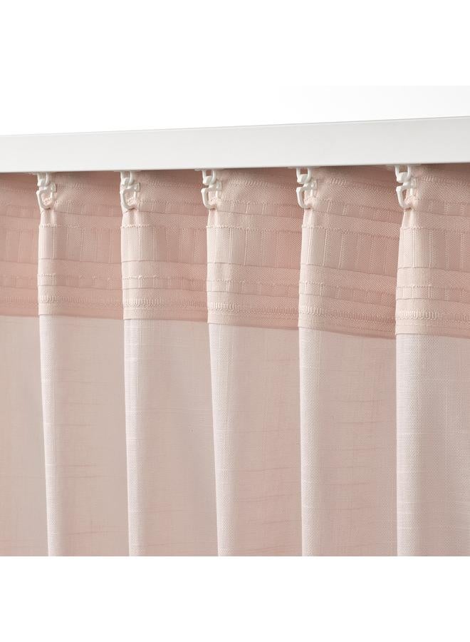Zaboon Sheer Curtains, 1 Pair, With Heading Tape/Pink, 145X300 Cm - Image 3