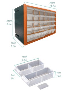 Jourvent 30-Drawer Modular Storage Cabinet - Multipurpose Organizer for Clothing, Toys, Sundries, and Hardware Parts, Orange  - Image 3