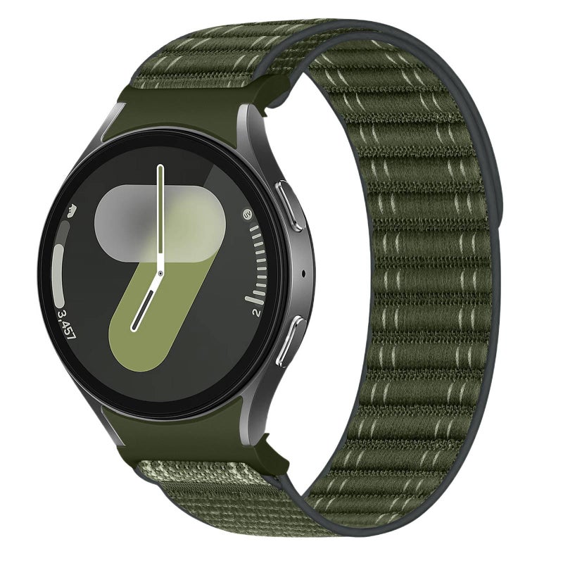سوار ساعة ذكية باللون أخضر قابل للتعديل سوار نايلون حلقي متوافق مع Samsung Galaxy Watch 7 بملاءمة قابلة للتعديل وحزام بديل للاستخدام اليومي أثناء التنقل للطاولة للاستخدام الداخلي - Image 1