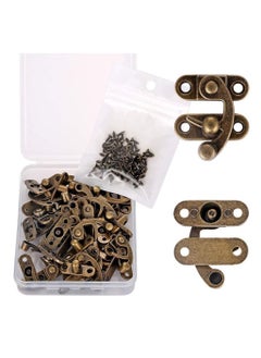 Excefore Jewelry Box Hardware, Thickened Solid Bronze Tone Antique Right Latch Hook Hasp Horn Lock Wood Jewelry Box Latch Hook Clasp and 80 Replacement Screws  - Image 1