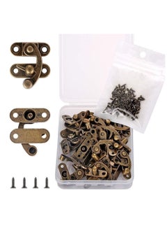 Excefore Jewelry Box Hardware, Thickened Solid Bronze Tone Antique Right Latch Hook Hasp Horn Lock Wood Jewelry Box Latch Hook Clasp and 80 Replacement Screws  - Image 5